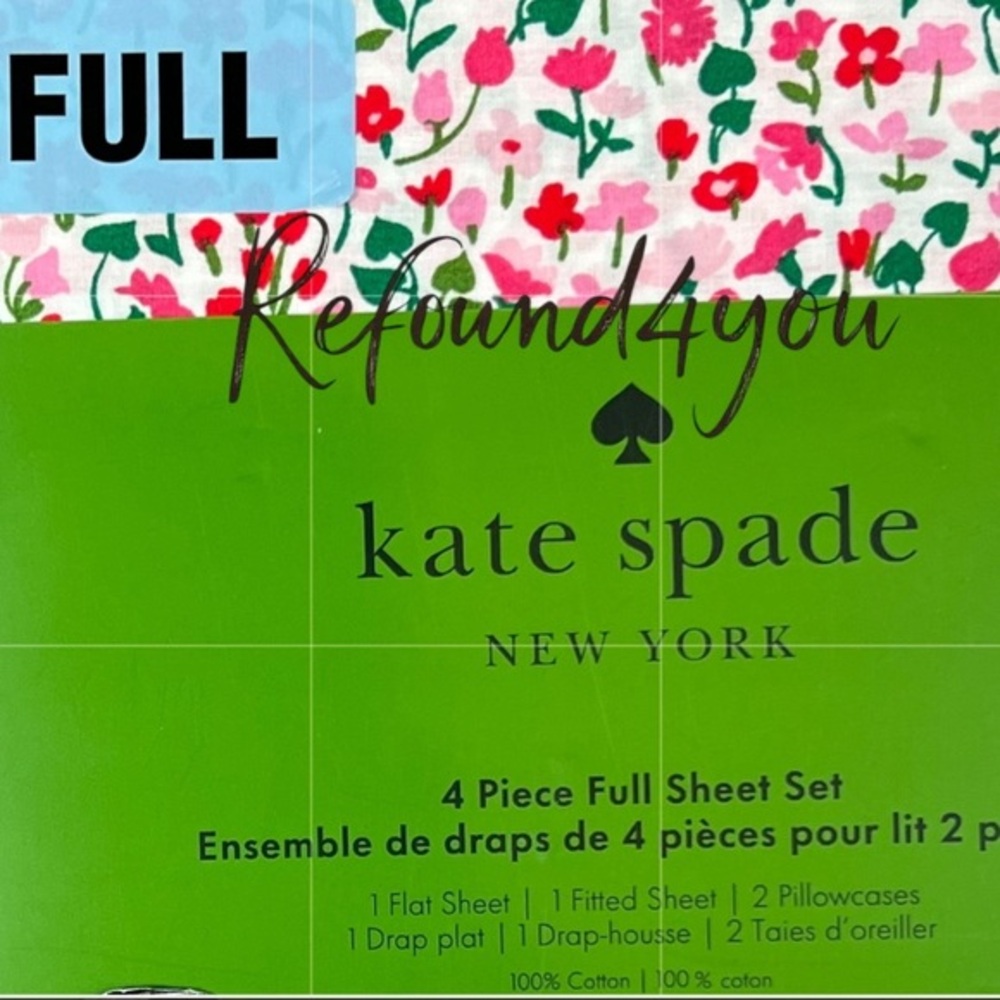 Kate Spade - Pink/Green Floral’ Full Sheet Set. NWT. Firm! Last one!